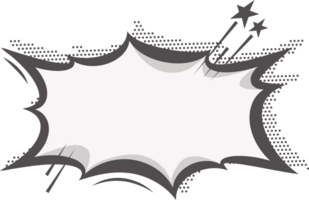 Manga speech bubble for text. Comic frame with pop art halftone dotted effect. Balloon chat shape for dialog. Cloud for shock shout and scream action messages. Irregular cartoon decoration png