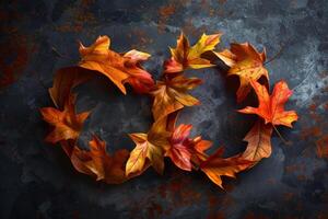 Two leaves are arranged in a circle photo