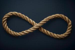 The intricately woven rope forms an infinity symbol against a dark background, illustrating themes of continuity, strength, and limitless potential photo