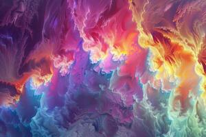 The artwork features a stunning blend of vibrant colors and intricate patterns, evoking a sense of movement within a dreamlike cosmic landscape photo
