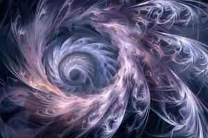 A vibrant swirl of pastel hues spirals inward, showcasing intricate floral-like patterns against a dark backdrop, creating a captivating abstract design photo