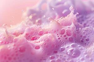 Delicate pink and purple bubbles form a captivating texture, resembling soft waves, while the gentle light enhances the dreamy atmosphere photo