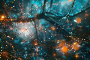 The image is a blurry, colorful depiction of a tree with many branches photo