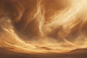 A desert scene with a stormy sky and clouds photo