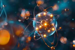 An abstract image of a molecule with glowing lights photo