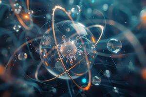 A colorful, abstract image of a virus surrounded by a sphere of light photo