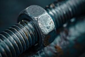 A bolt is shown in close up with a rusted surface photo