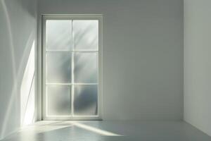 Empty room with a window and white walls photo