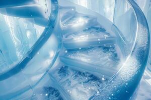 A spiral staircase made of ice and snow photo