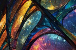 A colorful abstract art piece with many different colors photo