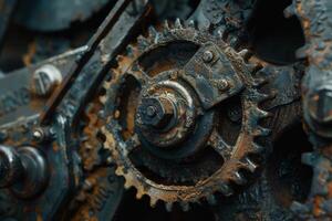 Rusty gears on a machine photo
