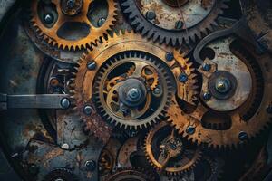 Steampunk gears background with gears and cogs photo