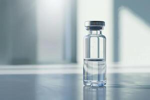 A small glass vial with a liquid inside photo