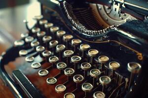 An old fashioned typewriter with keys on it photo