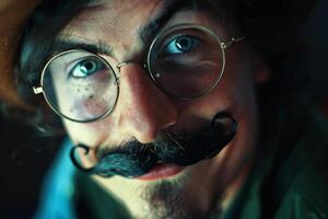A man with a mustache and glasses photo
