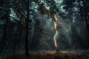 Lightning in the forest photo