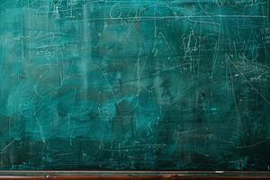 A chalkboard with writing on it in front of a green wall photo