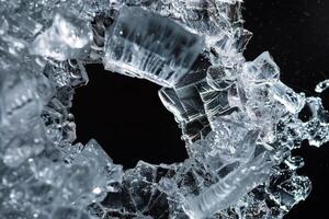 A close up of ice cubes on a black background photo
