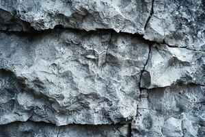 A close up of a rock wall with cracks photo