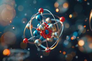 3d rendering of a molecule with a red and blue sphere photo