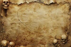 A skull and crossbones background with skulls and bones surrounding it photo