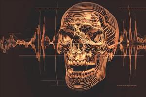 A skull with a mouth open and a skull with a mouth closed photo