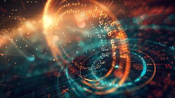 A colorful, abstract image with a spiral shape and a lot of numbers photo
