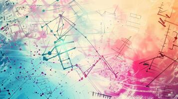 A colorful abstract painting with a lot of lines and shapes photo