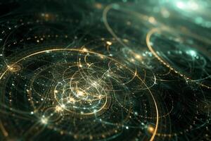 A computer generated image of a galaxy with many circles and stars photo