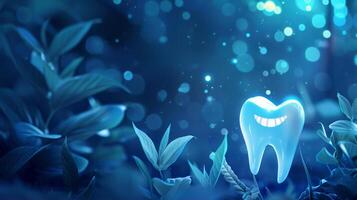 A tooth with a smile on it in the dark photo