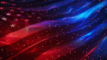 A flag with stars and stripes is shown in a blue and red color scheme photo
