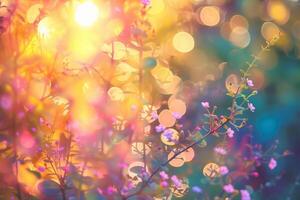 A colorful flower with a bright sun shining on it photo
