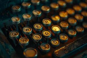 An old typewriter with keys and letters photo