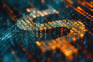 The dollar sign is made of binary code photo