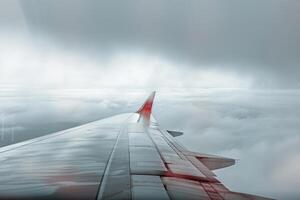 A view of the wing of an airplane photo