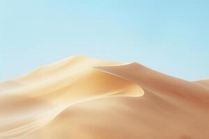 The sunlit sand dunes stretch across the horizon, their gentle curves and warm tones creating a serene, tranquil atmosphere in the desert photo