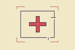 A bright representation of a medical symbol featuring a central plus sign surrounded by geometric lines, conveying themes of health and wellness in a minimalist design photo