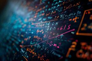 A colorful background with math equations and numbers photo