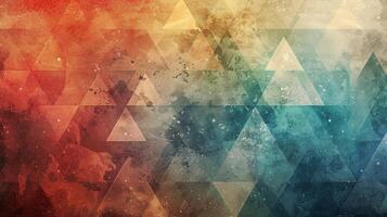 A colorful abstract background with triangles and a blue sky photo