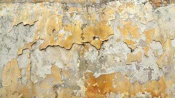 A dilapidated wall showcases layers of peeling paint and texture, reflecting years of neglect in an old, abandoned structure. The colors create a striking visual pattern photo