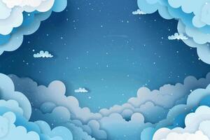 The image captures a tranquil sky adorned with soft, fluffy clouds floating amidst a rich blue backdrop, inviting a sense of calm and wonder photo