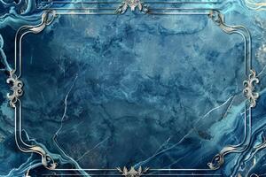 A stunning blue marble backdrop features intricate silver framing, perfect for enhancing invitations, announcements, or artistic projects with a touch of elegance photo