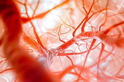 A detailed look at neural pathways reveals the intricate network of nerve cells. The soft lighting highlights the delicate structure and connections of nervous tissue photo