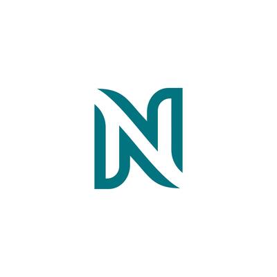 N logo letter space negative mark line shape soft