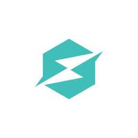 lightning thunder hexagon geometries logo vector