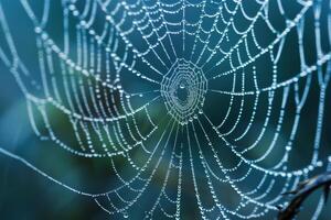 A spider web with dew on it photo