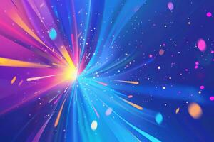 A vibrant explosion of colors radiates outward, featuring shades of blue, pink, and yellow against a dark backdrop, creating a sense of energy and movement that captivates the viewer photo