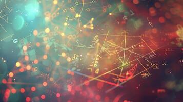 A colorful abstract image with many numbers and shapes photo