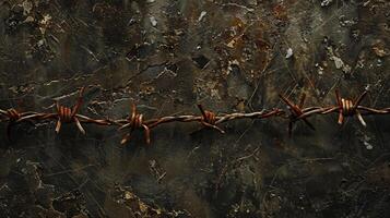 A wire fence with barbed wire on it photo