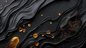 Black and gold liquid flowing over a black background photo